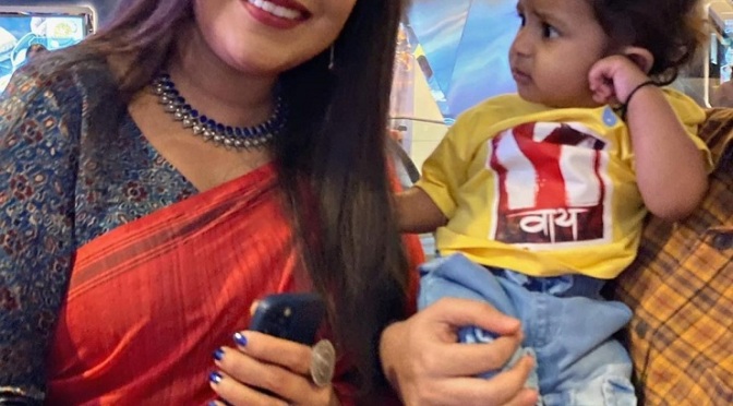 Mukta Barve with baby