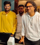 Singer Ajay Ggogavale, at song recording session