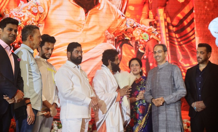 Chief Minister of Maharashtra Mr. Uddhav Thackeray, Salman Khan, Prasad oak, Riteish Deshmukh, Dharmaveer Marathi Film